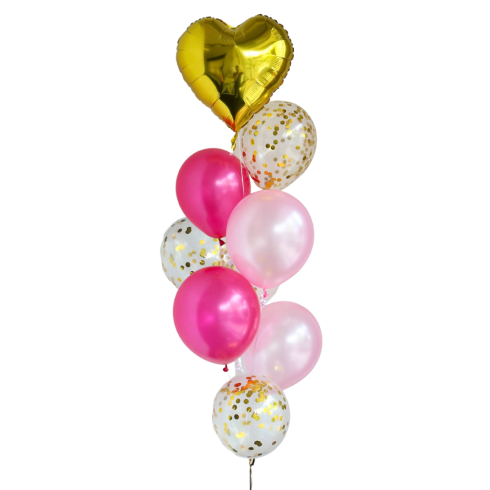 Confetti Pink Gold Balloon Bunch